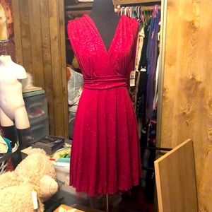 NWT Stunning Red Glittery Dress w/Lace Lining Underneath Size Large from Macy’s